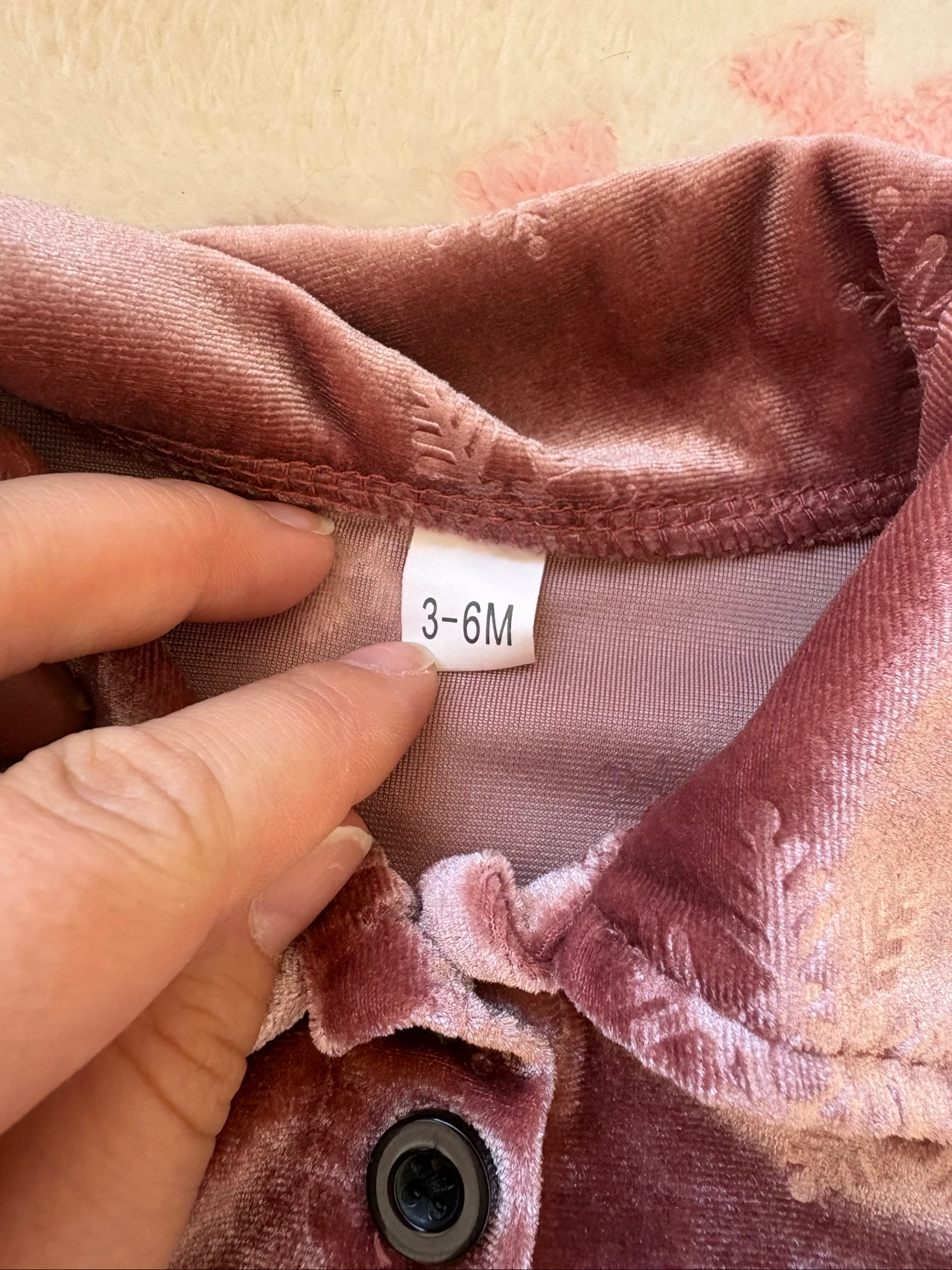 Vestido de bebé niña de terciopelo y tul rosa – mangas largas – 3 meses – photo 2